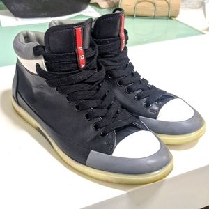 Prada High top leather shoes. Size 7.5 AUTHENTIC